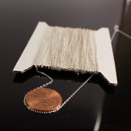 925 Sterling Silver Tiny Flat Cable Chain: .8x1.7mm