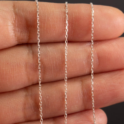 925 Sterling Silver Tiny Flat Cable Chain: .8x1.7mm