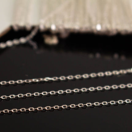 925 Sterling Silver Tiny Flat Cable Chain: .8x1.7mm
