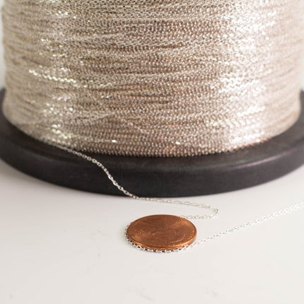 925 Sterling Silver Tiny Flat Cable Chain: .8x1.7mm
