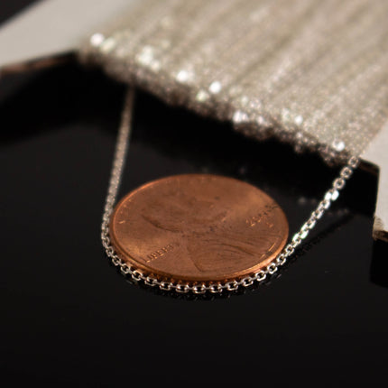 925 Sterling Silver Tiny Flat Cable Chain: 1.0x1.45mm