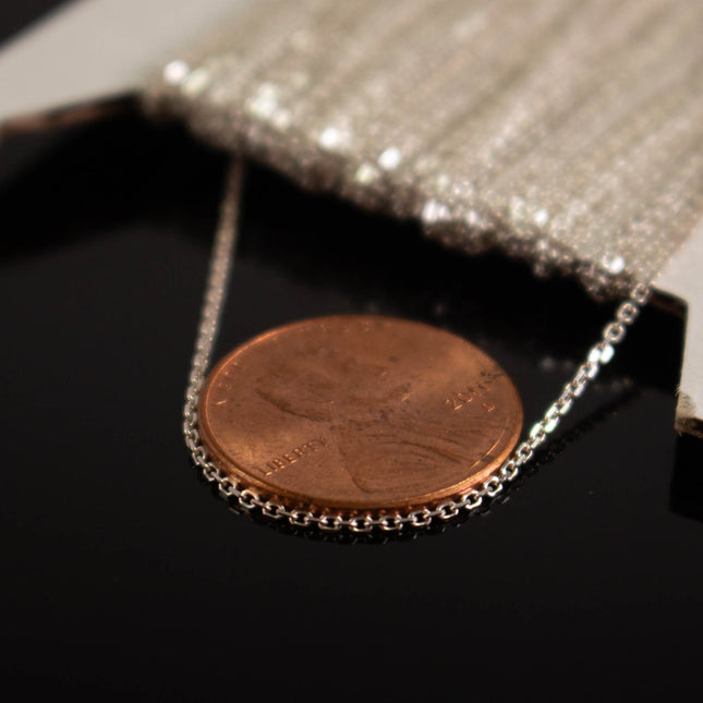 925 Sterling Silver Tiny Flat Cable Chain: 1.0x1.45mm