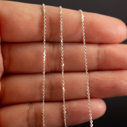 925 Sterling Silver Tiny Flat Cable Chain: 1.0x1.45mm