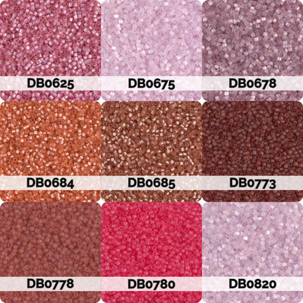 nine different colored beads, each with a unique label, arranged in a 3x3 grid.