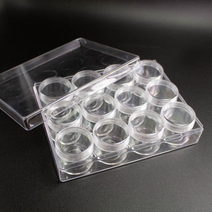 Clear Acrylic Storage Jars - 12 Pack Mini Jars with Craft Storage Case Organizer