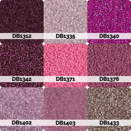 nine different colored beads, each with a unique pattern and color, arranged in a 3x3 grid.