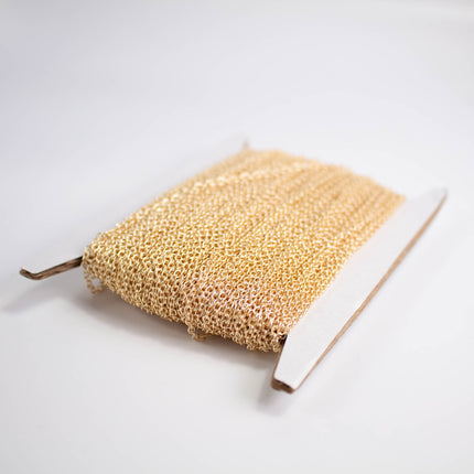 16K Gold Plated Cable Chain, 2x2.5mm Soldered Link, Tarnish Resistant Bulk Spool