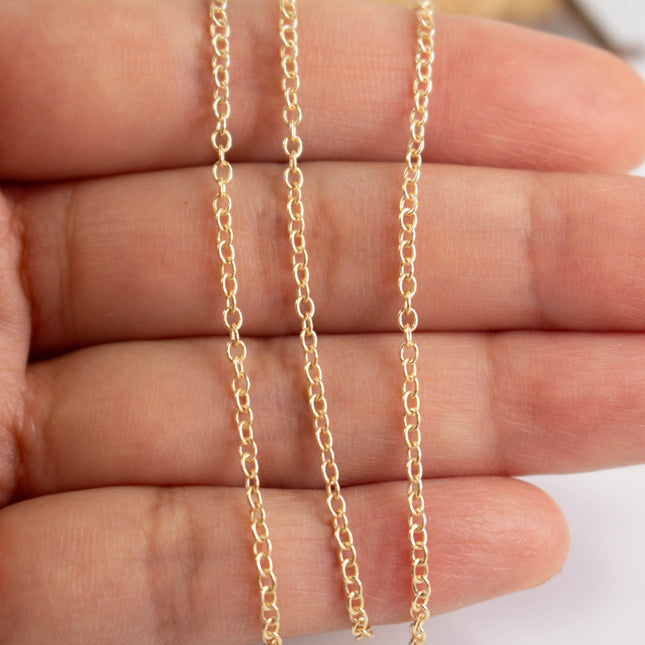 16K Gold Plated Cable Chain, 2x2.5mm Soldered Link, Tarnish Resistant Bulk Spool