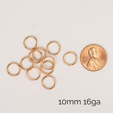 Anti Tarnish Champagne Gold Plated Open Jump Rings, Multiple Sizes, Bulk Wholesale