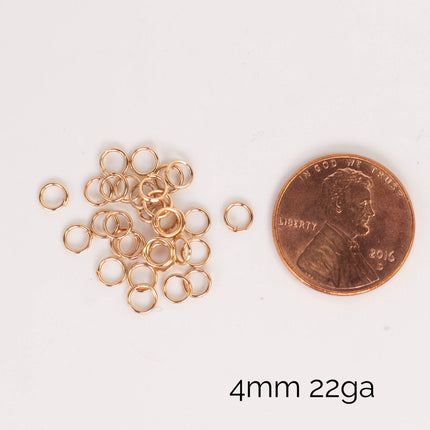 Anti Tarnish Champagne Gold Plated Open Jump Rings, Multiple Sizes, Bulk Wholesale