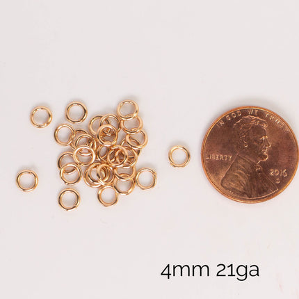 Anti Tarnish Champagne Gold Plated Open Jump Rings, Multiple Sizes, Bulk Wholesale