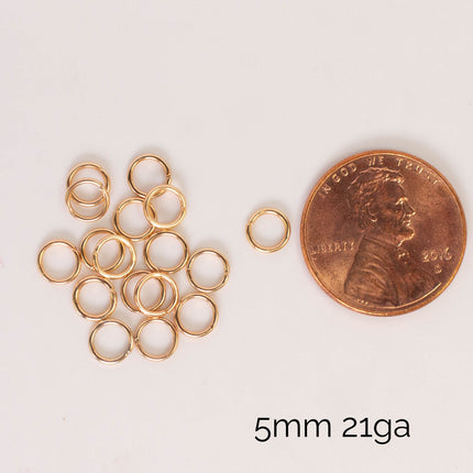 Anti Tarnish Champagne Gold Plated Open Jump Rings, Multiple Sizes, Bulk Wholesale