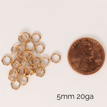 Anti Tarnish Champagne Gold Plated Open Jump Rings, Multiple Sizes, Bulk Wholesale
