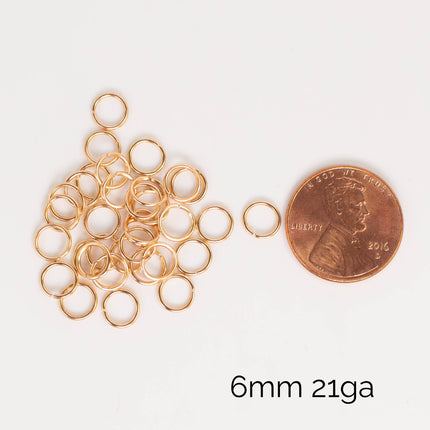 Anti Tarnish Champagne Gold Plated Open Jump Rings, Multiple Sizes, Bulk Wholesale