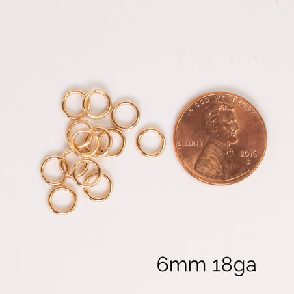 Anti Tarnish Champagne Gold Plated Open Jump Rings, Multiple Sizes, Bulk Wholesale