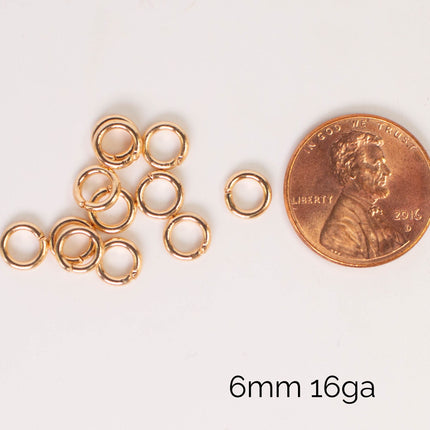 Anti Tarnish Champagne Gold Plated Open Jump Rings, Multiple Sizes, Bulk Wholesale