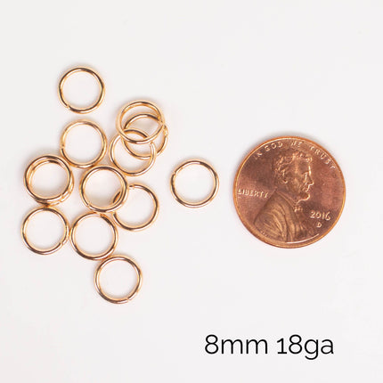 Anti Tarnish Champagne Gold Plated Open Jump Rings, Multiple Sizes, Bulk Wholesale