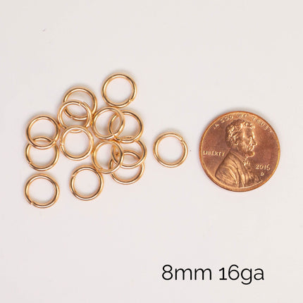 Anti Tarnish Champagne Gold Plated Open Jump Rings, Multiple Sizes, Bulk Wholesale