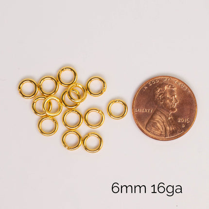 Anti Tarnish Gold Plated Open Jump Rings, Multiple Sizes, Bulk Wholesale