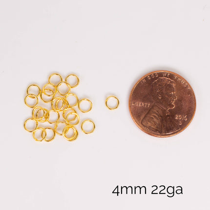 Anti Tarnish Gold Plated Open Jump Rings, Multiple Sizes, Bulk Wholesale