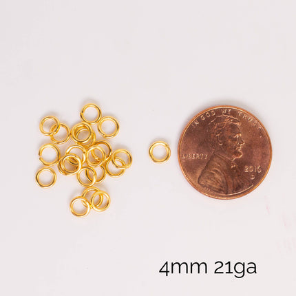 Anti Tarnish Gold Plated Open Jump Rings, Multiple Sizes, Bulk Wholesale