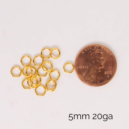 Anti Tarnish Gold Plated Open Jump Rings, Multiple Sizes, Bulk Wholesale
