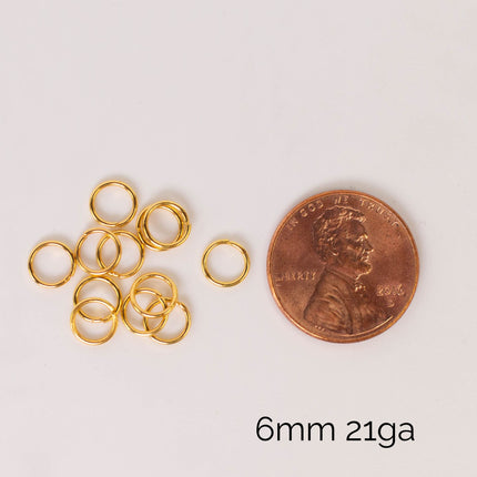 Anti Tarnish Gold Plated Open Jump Rings, Multiple Sizes, Bulk Wholesale