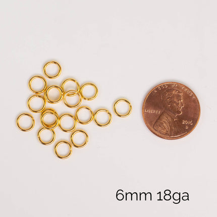 Anti Tarnish Gold Plated Open Jump Rings, Multiple Sizes, Bulk Wholesale