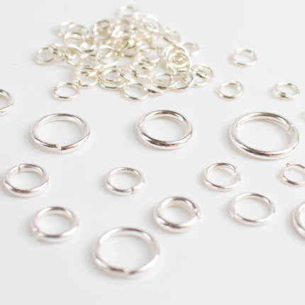 Anti Tarnish Silver Plated Open Jump Rings, Multiple Sizes, Bulk Wholesale