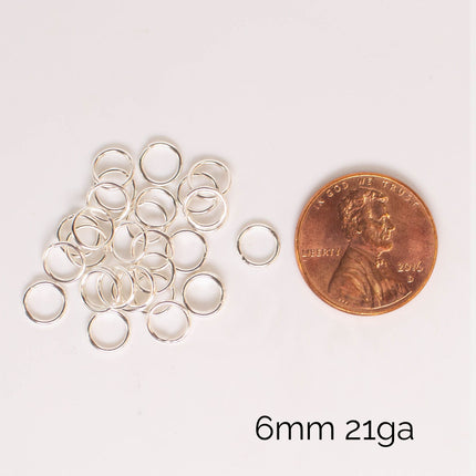 Anti Tarnish Silver Plated Open Jump Rings, Multiple Sizes, Bulk Wholesale