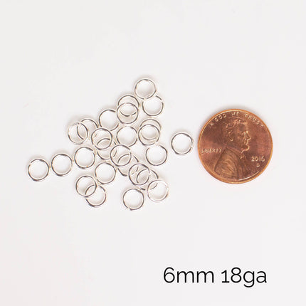 Anti Tarnish Silver Plated Open Jump Rings, Multiple Sizes, Bulk Wholesale