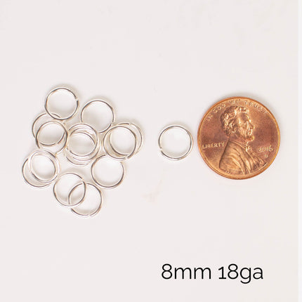 Anti Tarnish Silver Plated Open Jump Rings, Multiple Sizes, Bulk Wholesale