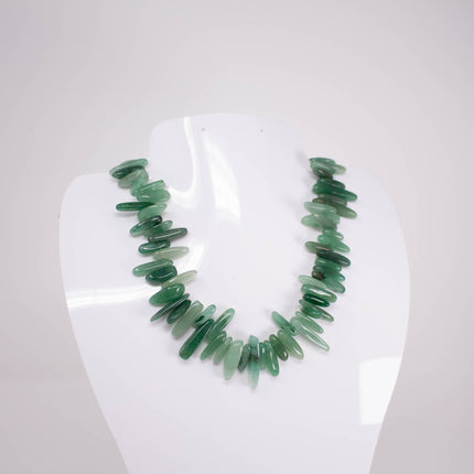Green Aventurine Stick Beads, 13-26mm Long x 4-6mm Thick, 15 Inch Strand, AAA Natural Gemstone