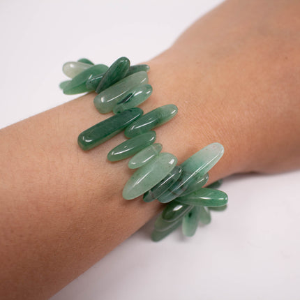 Green Aventurine Stick Beads, 13-26mm Long x 4-6mm Thick, 15 Inch Strand, AAA Natural Gemstone