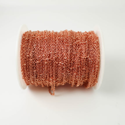 Anti Tarnish Coating Bright Copper Plated Satellite Cable BALL Chain - 2.0x1.4mm SOLDERED link - 100 Feet Tiny Small Ball Chain - ATC2014SAT