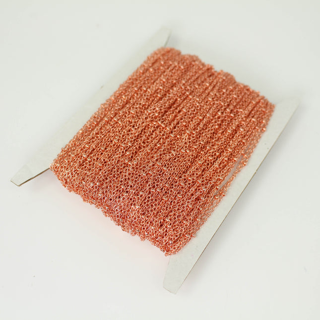 Anti Tarnish Coating Bright Copper Plated Satellite Cable BALL Chain - 2.0x1.4mm SOLDERED link - 100 Feet Tiny Small Ball Chain - ATC2014SAT