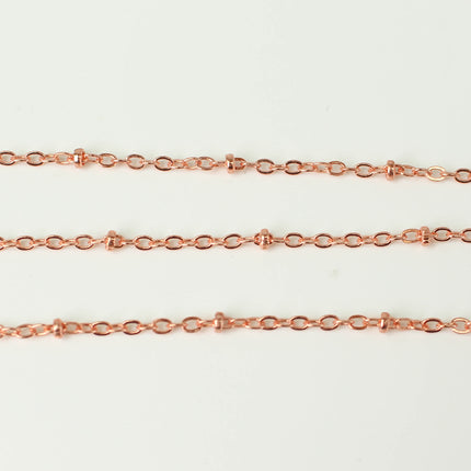 Anti Tarnish Coating Bright Copper Plated Satellite Flat BALL Chain - 3x1.7mm SOLDERED link -3/10/32/50/100/300 Feet Tiny Small Ball Chain - ATC317SAT