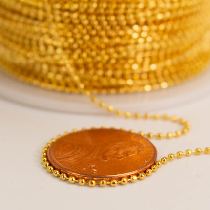 Anti-Tarnish Plated Faceted Ball Chain - 1.2mm Ball/Beads Size - Bulk Spool - ATCDC1.2