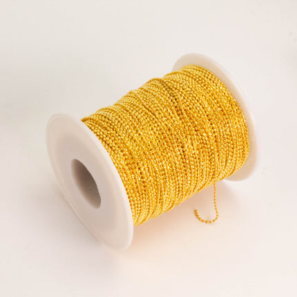 Anti-Tarnish Plated Faceted Ball Chain - 1.2mm Ball/Beads Size - Bulk Spool - ATCDC1.2