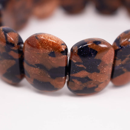 Black Goldstone 2 Hole Brick Beads, 13x13x5mm, 14 Bead Bracelet