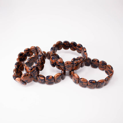 Black Goldstone 2 Hole Brick Beads, 13x13x5mm, 14 Bead Bracelet