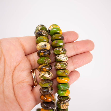 Dyed Howlite Rondelle Beads, 14mm or 15.5mm, Earth Tone Gemstone Rondelles, 16 Inch Strand