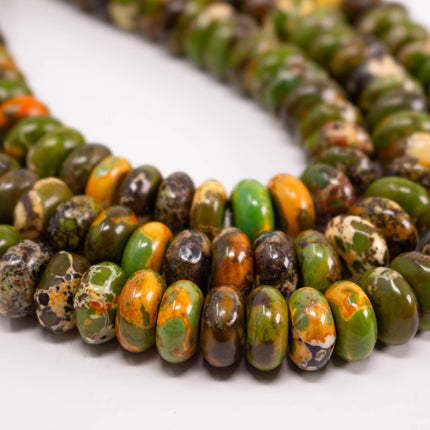 Dyed Howlite Rondelle Beads, 14mm or 15.5mm, Earth Tone Gemstone Rondelles, 16 Inch Strand