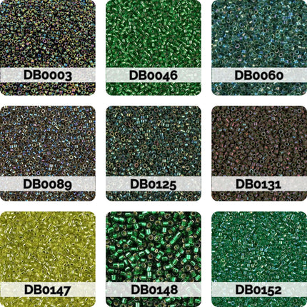 Miyuki Delica 11/0 Seed Beads | Choose Your Color, Shades of Green | 7.5g Tube Supply