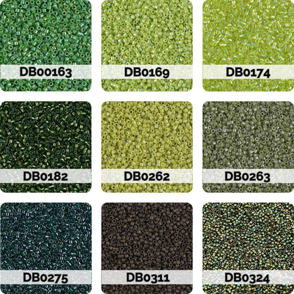 Miyuki Delica 11/0 Seed Beads | Choose Your Color, Shades of Green | 7.5g Tube Supply