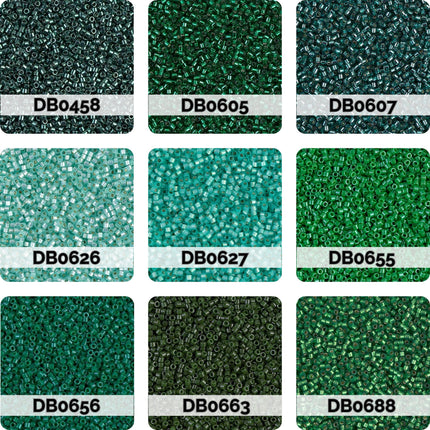 Miyuki Delica 11/0 Seed Beads | Choose Your Color, Shades of Green | 7.5g Tube Supply