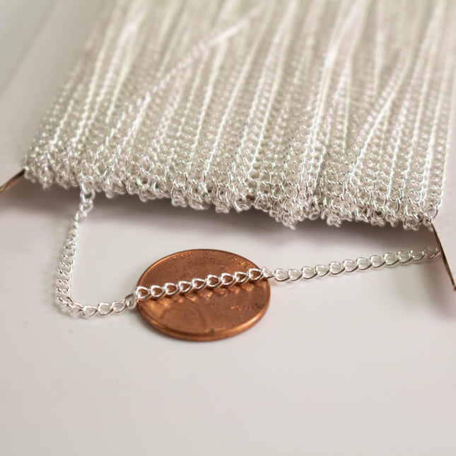 3x2.2mm Curb Chain Bulk Spool, Soldered Links, Jewelry Supplies, 9 Finishes