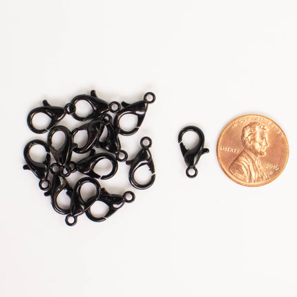 Black Finished Alloy Lobster Clasps, Multiples Sizes