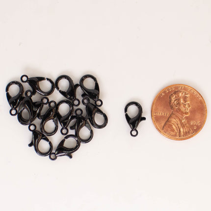 Black Finished Alloy Lobster Clasps, Multiples Sizes