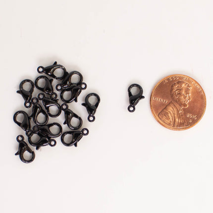 Black Finished Alloy Lobster Clasps, Multiples Sizes